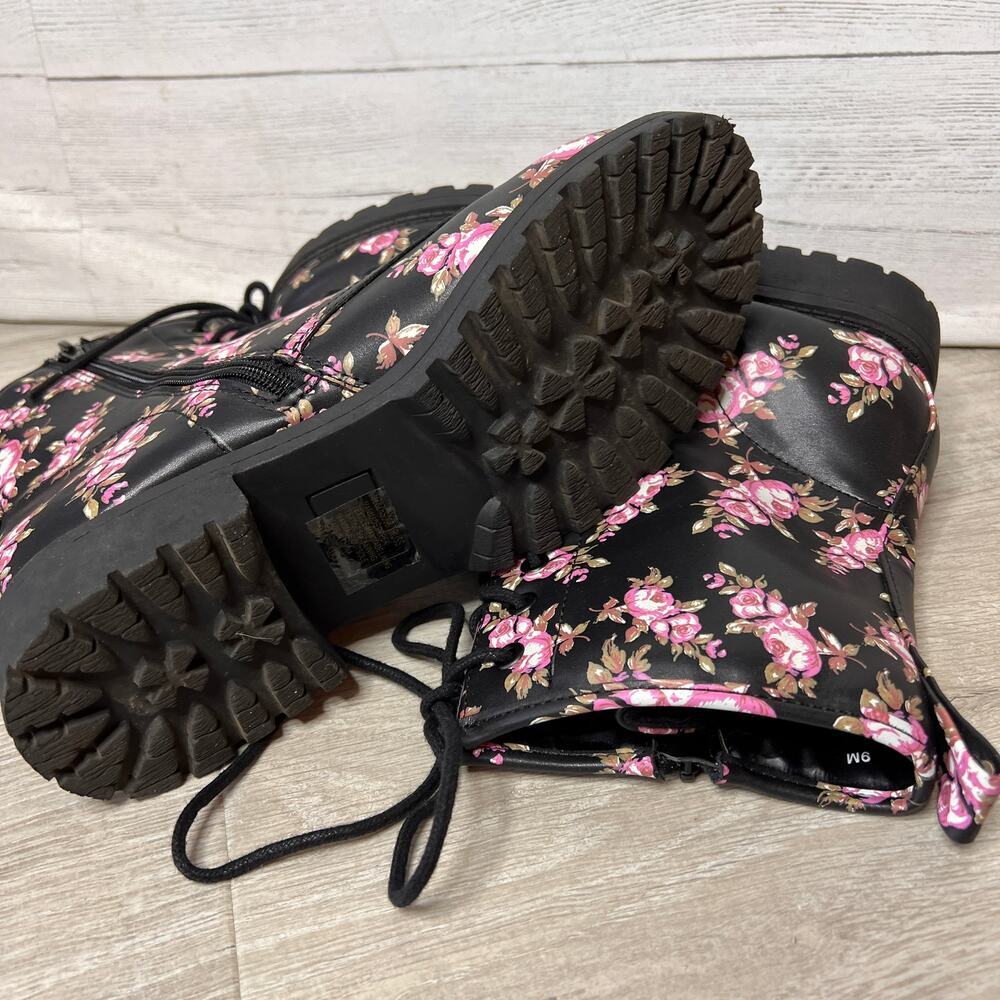 Jellypop Boots Womens Size 9M Black Ramsey Floral Chunky Combat Y2K 90's - Picture 15 of 16